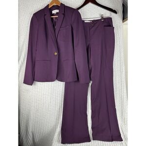 Calvin Klein Pant Suit Purple Blazer 2 Pants 6 Modern Fit Career Workwear WMNS